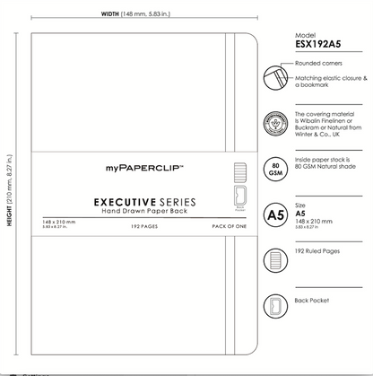 Executive Series Notebook - A5 (With Back Pocket)